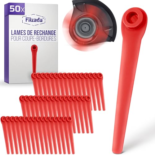 FILZADA 50x Lame Coupe Bordure – Lame Rotofil plastique compatible avec coupe bordure Gardena de haute qualité – Accessoire débroussailleuse