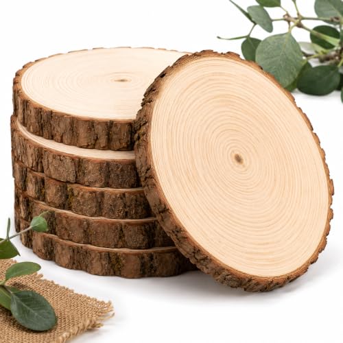 Lindahandel 12er Set Holzscheiben 20 cm Durchmesser Baumscheiben Naturholz mit Rinde Runde Holzscheiben zum Basteln 15 mm Dick Ungebohrt Holzscheiben Deko für DIY Hochzeit Tischdeko Lasergravur