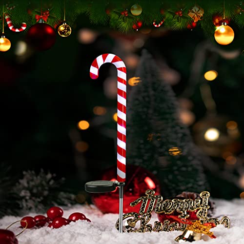 Luces solares de césped para Navidad, luces LED, 2 unidades, decoración de bastón de caramelo, luces de Navidad, postes de jardín y pasarela Cover