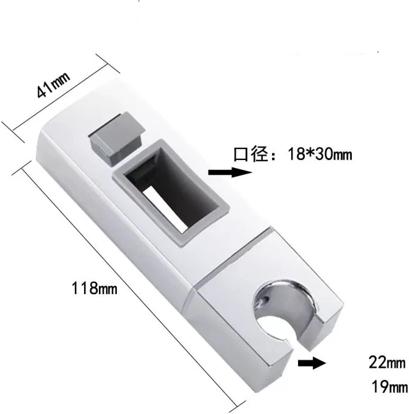 ABS Square Bathroom Shower Bracket Rod Rack Slide Bar, Black - Image 2