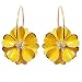 Navachi 18k Gold Plated Yellow Enamel Flower Crystal Az2817e Hoop Earrings(Dia. 3cm)