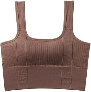 JAWSEU Sports Bras for Women, Ribbed Sports Bra Padded Comfort Sleep Bras for Girls in Yoga Bralette Push Up Support Comfort Camisole Gym Bra - White