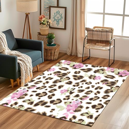 Tapis de chambre doux moelleux imprimé léopard 160 x 230 cm - 3