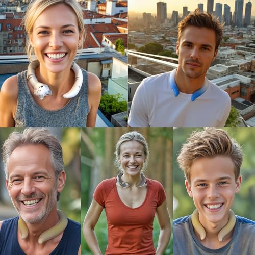 Image of Neck Cooling Tube with Insulated Bag - Reusable Ice Ring Neck Cooler Wrap Indoor Outdoor - Wearable Cooling Ring - Relief for Summer and Hot Flashes - Freezes Under 64℉ (Blue and White)