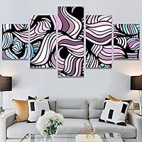 SIGNWIN 5 Panel Canvas Wall Art Modern Art Abstract Contemporary Edgy Mixed Media Multicolor Patterns for Home Decorations Ready to Hang - 60