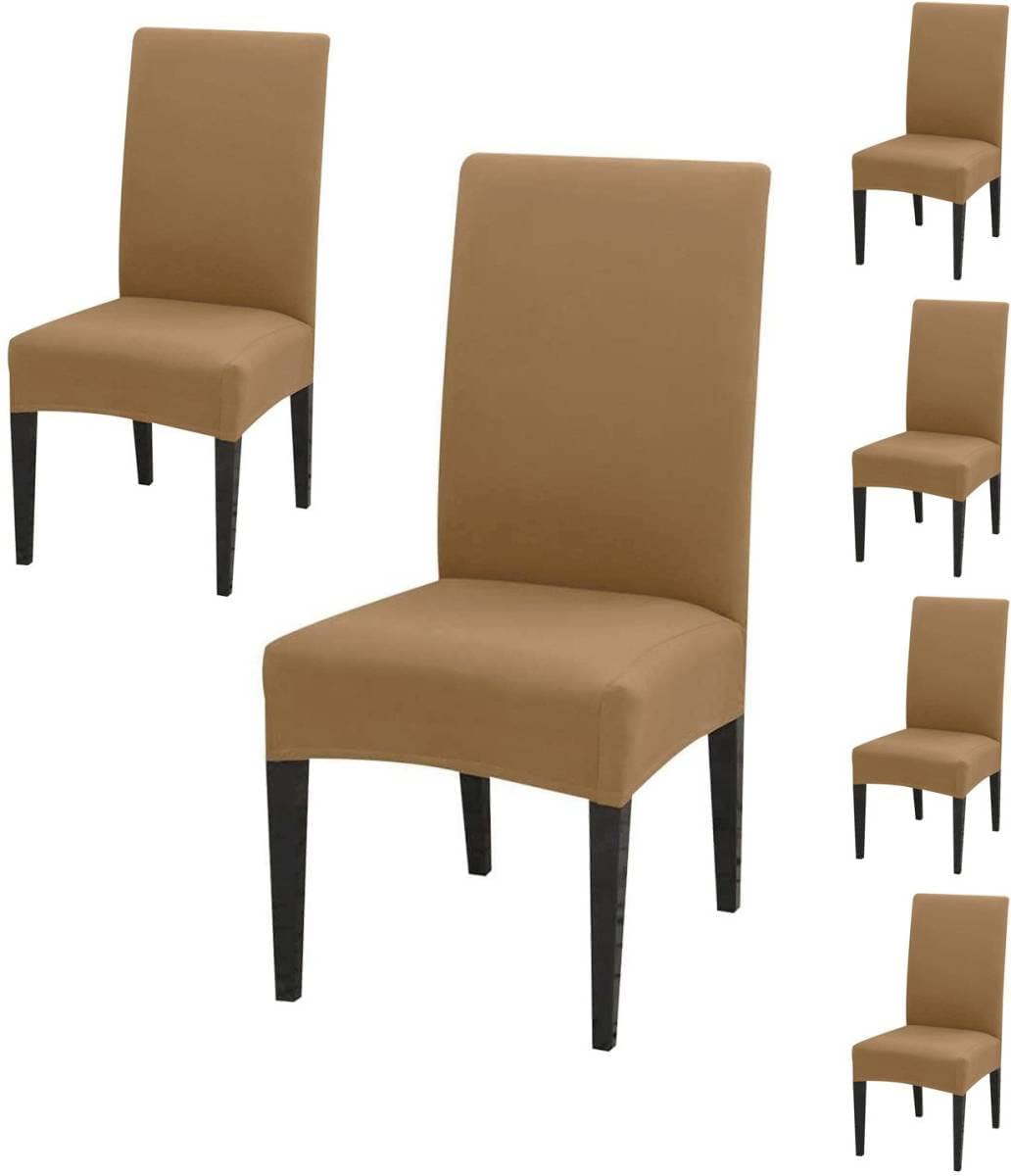 Gifts Island Polyester Dining Table Chair Cover Set of 6 Seater Stretchable Washable Chair Seat Slipcover Protector (Camel) (B0CRF1RZ69) Amazon Price History, Amazon Price Tracker