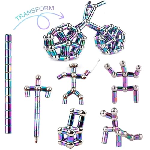 Image of SAMEZONE Magnetic Metal Pen Multifunction Writing Magnet Ballpoint Pen Fidget Cool Gadgets Toys Gifts For Kids Boy Girls Friends Toys Pen (RAINBOW A1)
