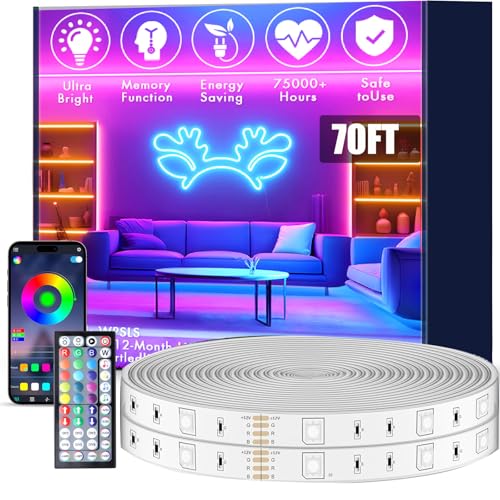 Tira LED RGB Exterior 70 pies con Control APP y Remoto miniatura 1