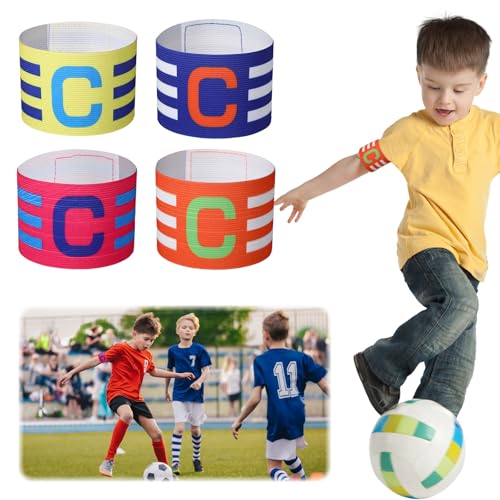 4 Stück Kapitänsbinde Kinde, Elastische Kapitänsarmband Fußball 31cm/12.2inch mit 6.5cm/2.56inch, Kapitänsbinde für Vereine Freizeitsport Junior Kinder Fussball Training Und Wettkämpfe (4 Farben) 4 Stück Kapitänsbinde Kinde, Elastische Kapitänsarmband Fußball 31cm/12.2inch mit 6.5cm/2.56inch, Kapitänsbinde für Vereine Freizeitsport Junior Kinder Fussball Training Und Wettkämpfe (4 Farben)