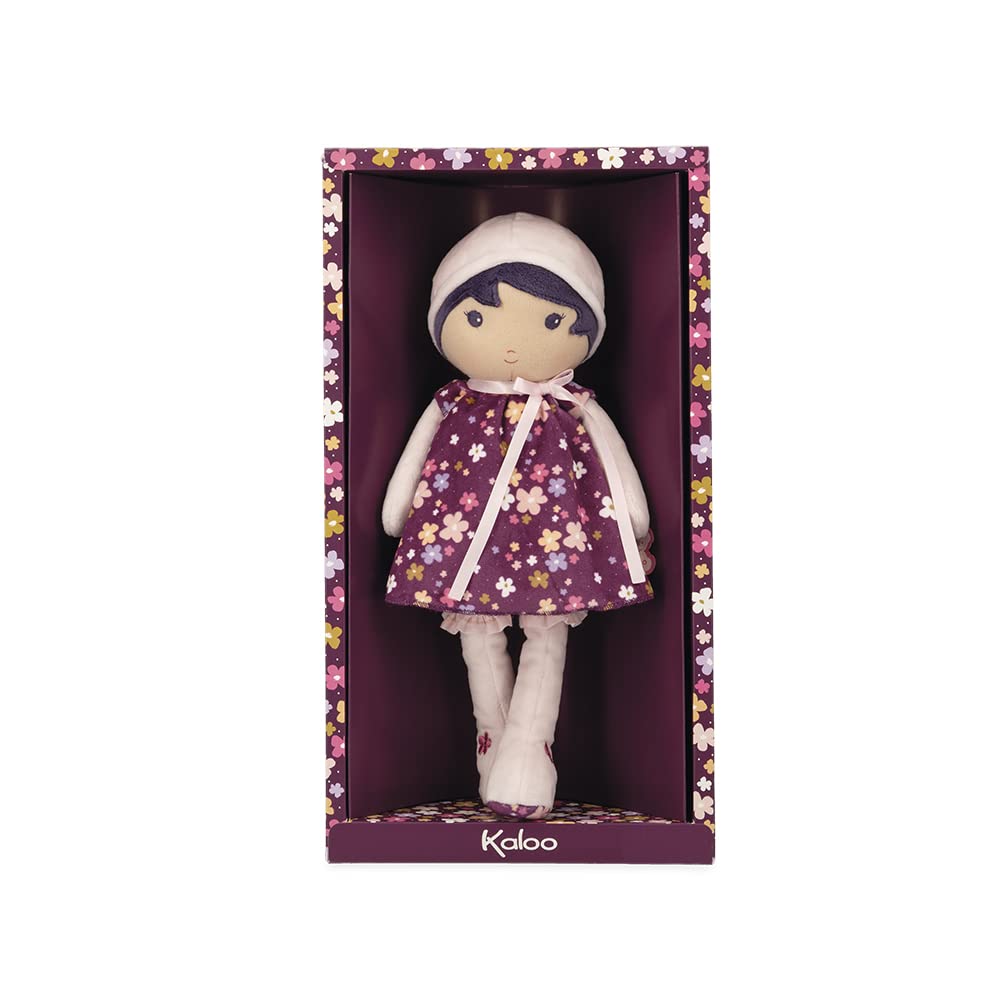 Kaloo - Tendresse - Mia 1a bambola in tessuto viola - Bambola di straccio 32 cm - Abito floreale - Bloomer Staccabile - Bella confezione regalo e nastro personalizzabile - fin dalla nascita, K200002