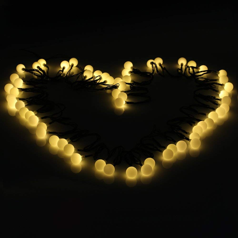 Catena Luminosa Esterno Solare, 12 Sfere LED 100M String Lights Luci Decorative Solari Mini Ball 8 Modalità Impermeabile Festive Earth String Lights Indoor Outdoor Garden Patio Natale (Colore caldo)