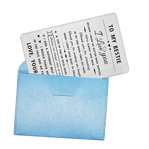 Alotozo Engraved Wallet Card for Best Friend - To My Bestie Gifts - Long Distance Friendship Gift Ideas - Bff Birthday Card for Women Female Funny 6