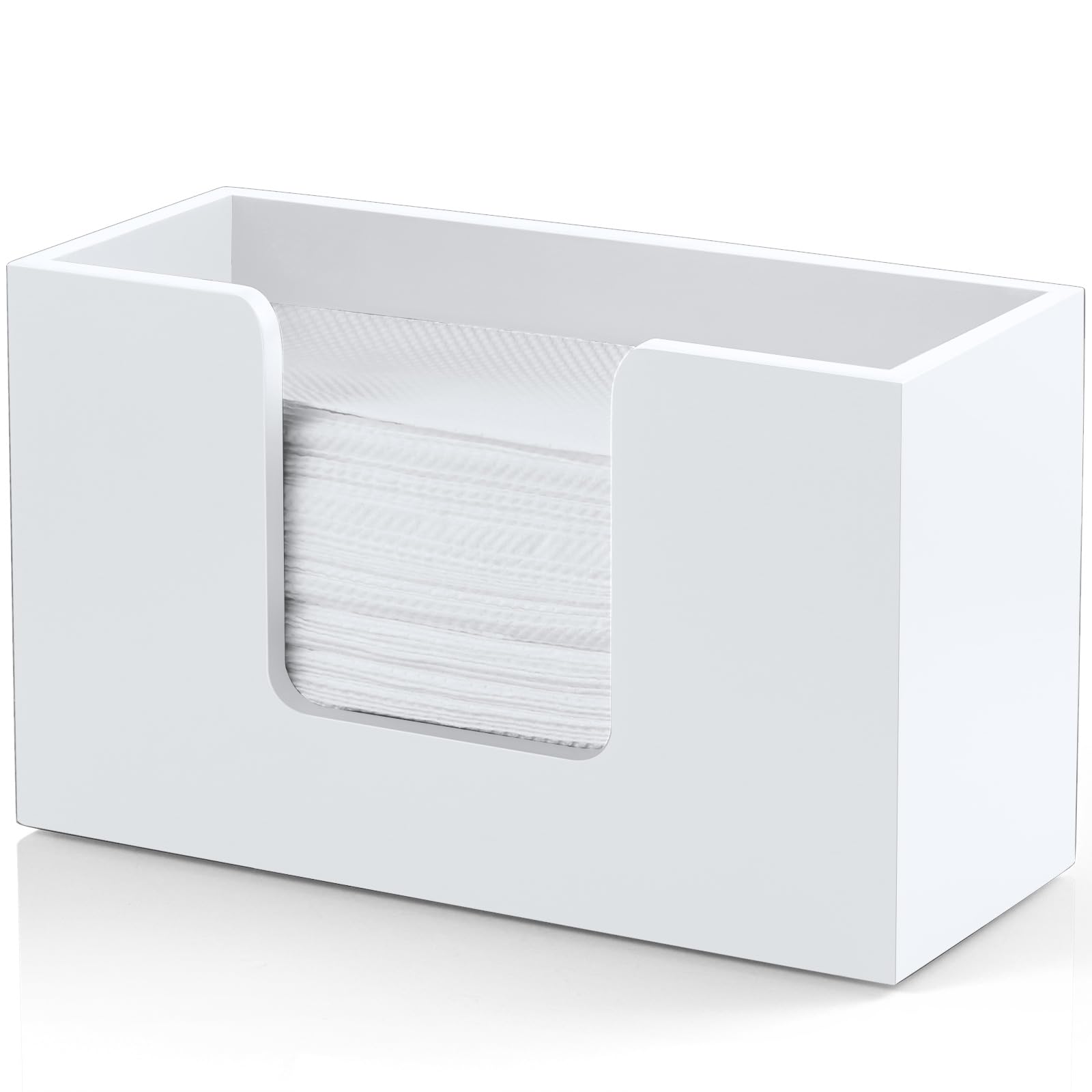 Paper Towel Dispenser Countertop, Wooden Bathroom Paper Towel Holder, White Napkin Holder for Kitchen, Countertop Multifold C-Fold, Z-Fold, Trifold Paper Hand Towel Dispenser for Bathroom Toilet