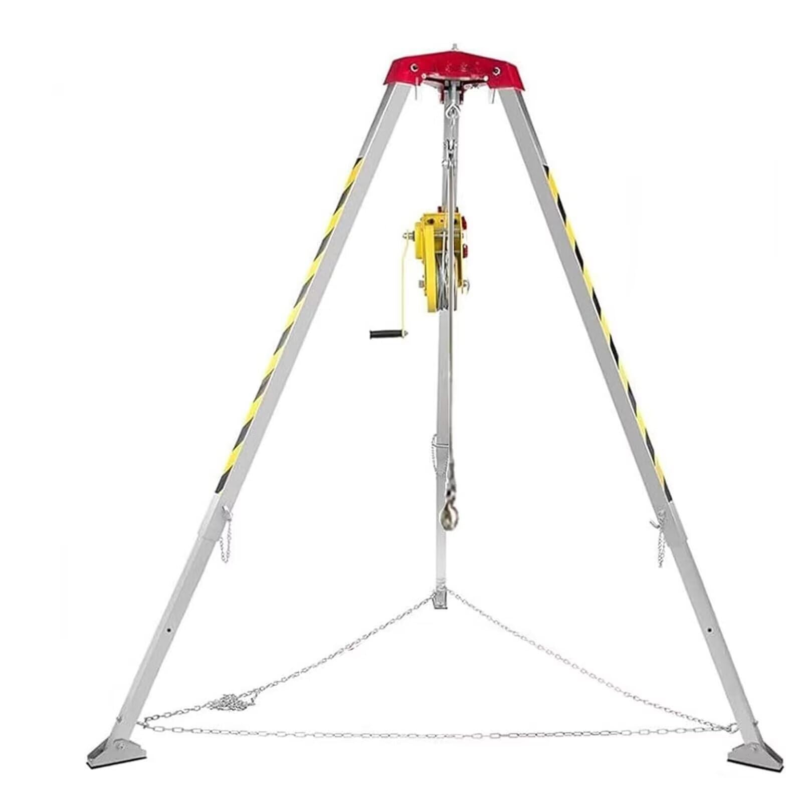 icVantA Aluminum Rescue Tripod Confined Space Tripod with 1200LBS Winch & 30m Fall Arrester and seat Belt Rescue Tripod for Sewer Wellhead Easy to Assemble,1800IBS