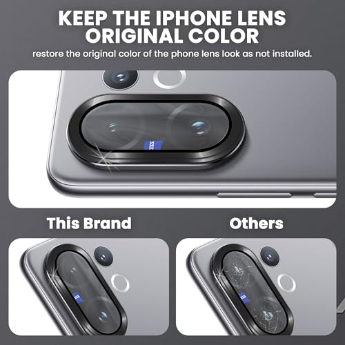 Image of ArmourPro Camera Lens Protector for Vivo V60 (6.77 Inches) Tough HD Individual Aluminum Alloy Rings 9H Camera Cover, Scratch-Resistant,Camera Lens Protection| Black, 1 Pack