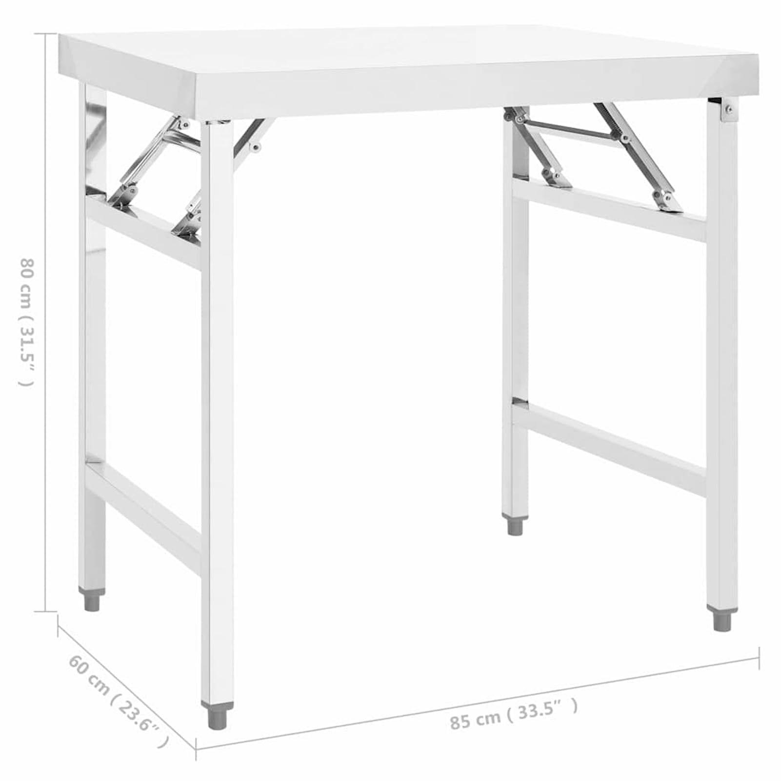 Tidyard Tavolo da Lavoro Pieghevole in Acciaio Inox, 85x60x80 cm, Robusto e Stabile, Facile da Pulire, Ideale per Cucina e Ristorazione 326156