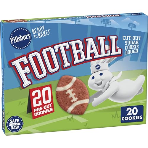 Pillsbury Ready To Bake Football Cutout Sugar Cookie Dough, 20 Cookies, 7.2 oz.