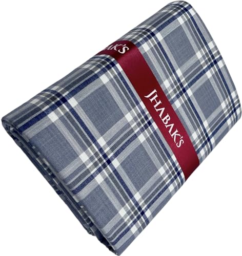 Image of JHABAK'S Cotton Blend Unstitched Checkered Fabric for Men - 2.35m Shirt Piece / 3m Kurta Piece - Width 36 Inches