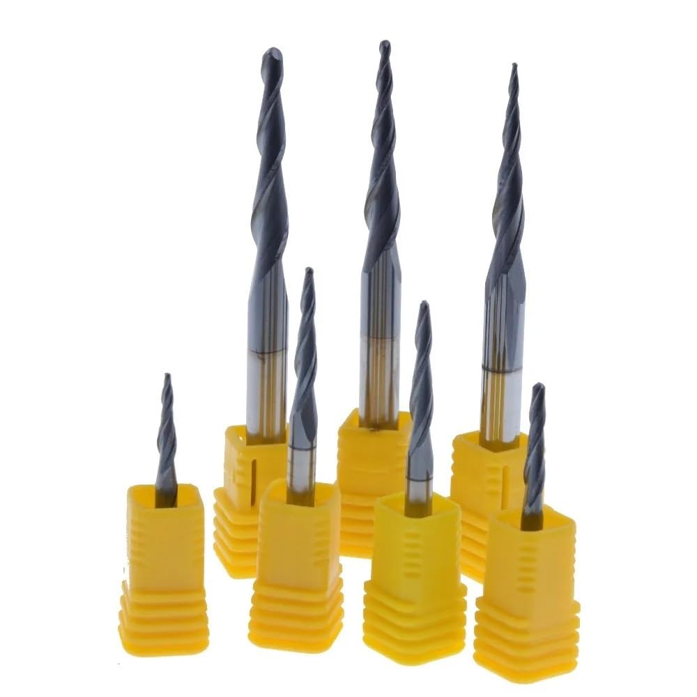Fraises à bout conique en carbure de tungstène massif, 3.175mm 4mm 6mm, mèches de routeur Cnc coniques for menuiserie et métal(R2.0-30.5-D6-75L)