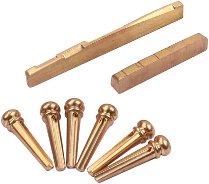 Acoustic Guitar Bridge Replacement Set Brass Bridge with Nut Saddle Guitar Parts for Acoustic Accessories Smooth Flat Bottom 2.75 in image 4