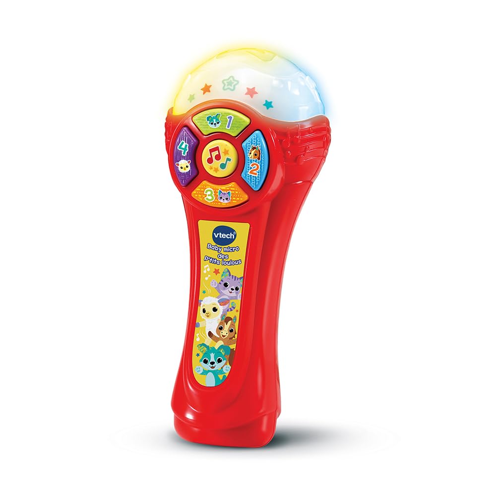 VTech - Micrófono inalámbrico para bebé de los P'tits Loulous, Que Cambia de Color y amplifica la Voz, Juguete de Karaoke para bebés, Efectos Luminosos, Regalo para niños a Partir de 1 año