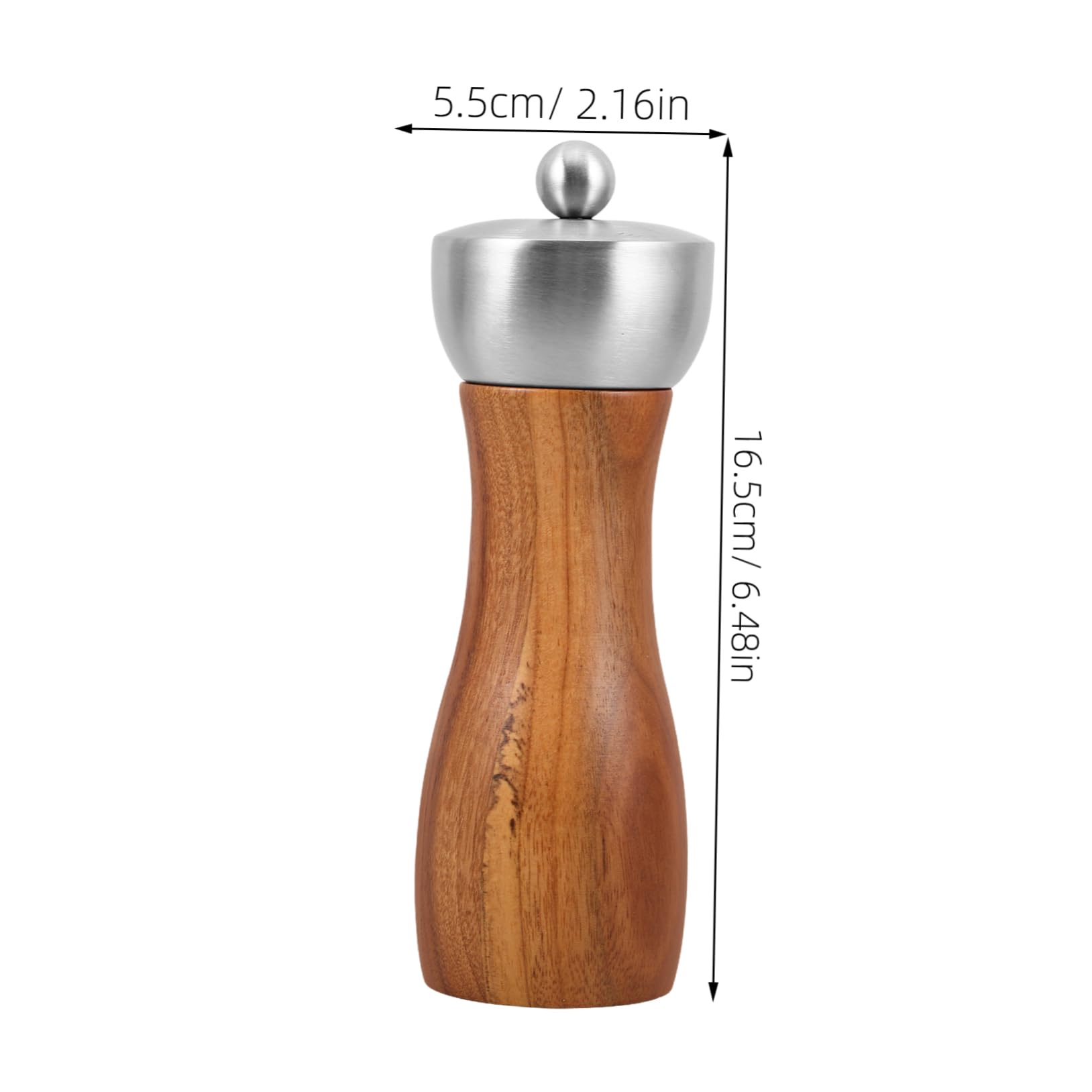 Garneck Stainless Steel Core Pepper Mill Manual Salt Pepper Grinder Wooden Handle Fine Ceramic Grinding Easy to Use