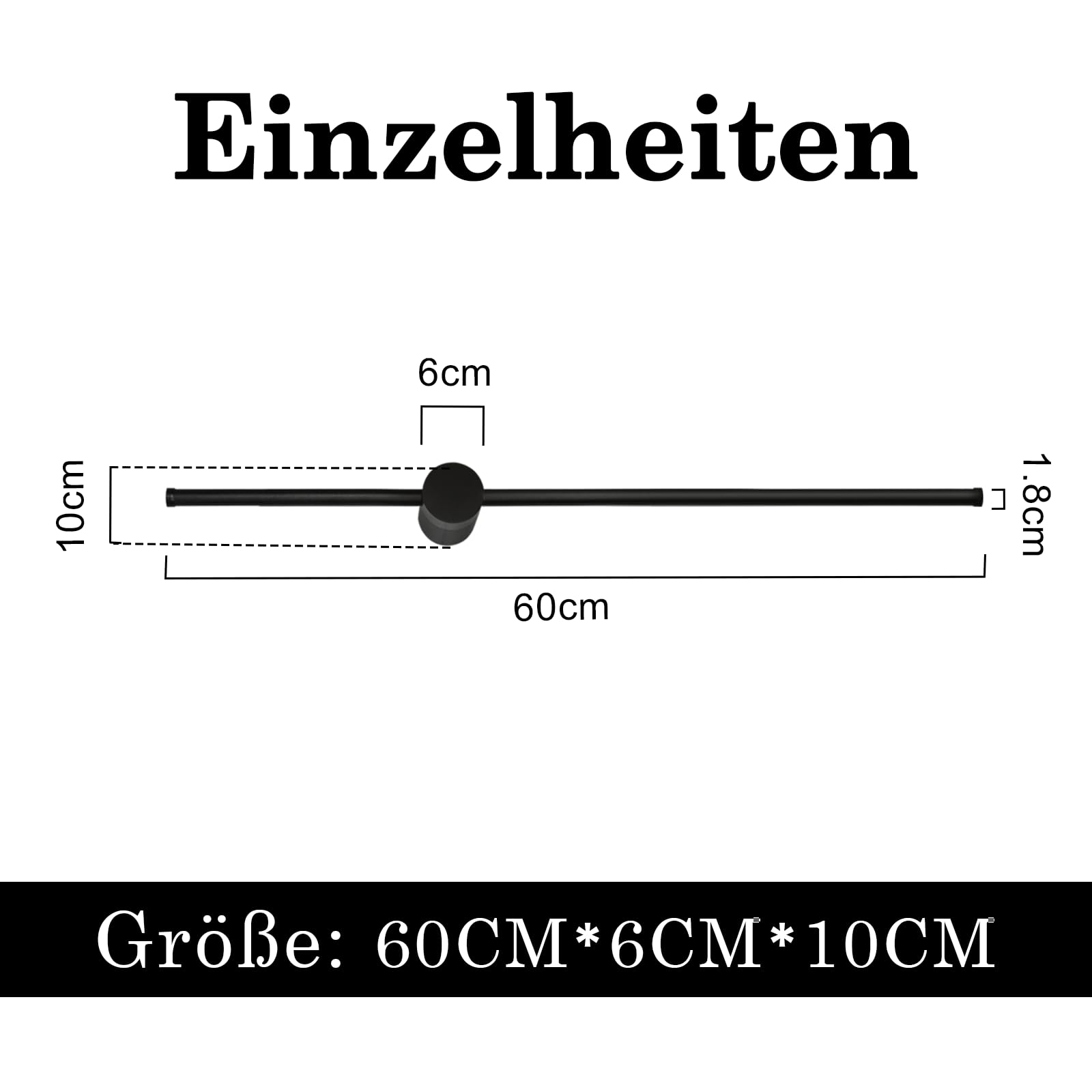 ZMH LED Wandlampe Innen Wandleuchte 60CM 3000K Warmweiß Schwarz Modern Up Down Indirekt