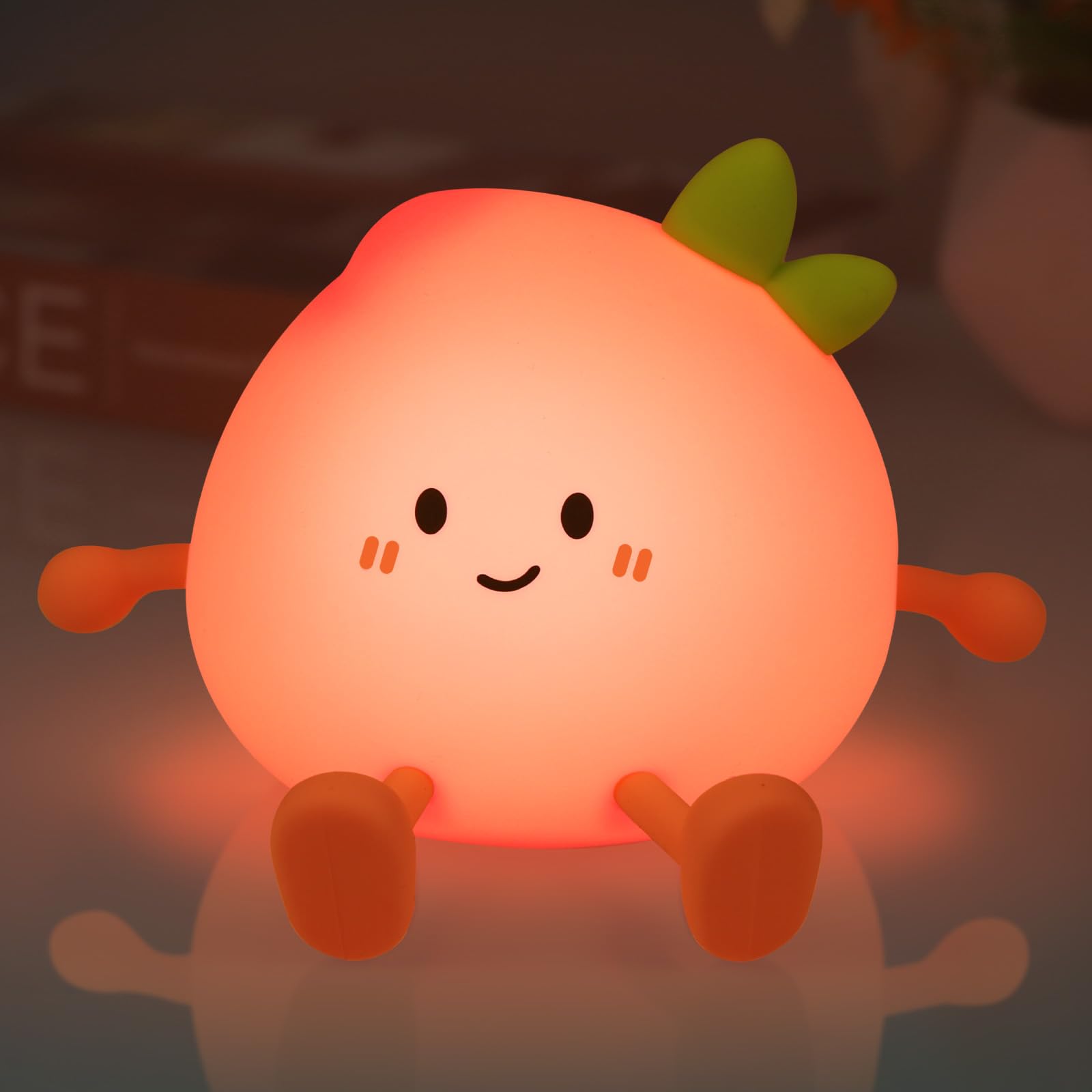Luce Notturna Bambini, Kawaii Silicone Pesca Luce Notturna per Bambini, 3 Modalità di Luces, Ricaricabile Lampada Touch Peach con 20 Minuti Timer, Luces Notturna Neonato Cameretta Bambina (Pesca)