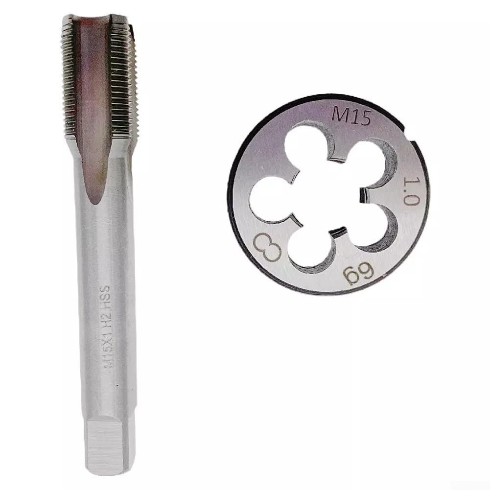 Zestaw gwintowników i narzynek, gwintowniki i narzynki do gwintów okrągłych, zestaw gwintowników do gwintów prawoskrętnych M15 x 1 mm, akcesoria zamienne z powłoką tytanową