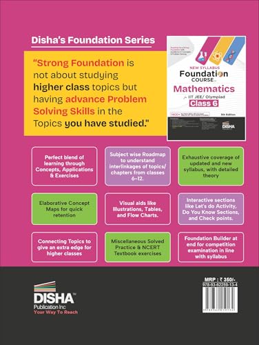 Image of Disha New Syllabus Foundation Course in Mathematics Class 6 for JEE / Olympiad Exams 5th Edition | New NCERT Concepts | Advance Problem Solving Skills for Class 6