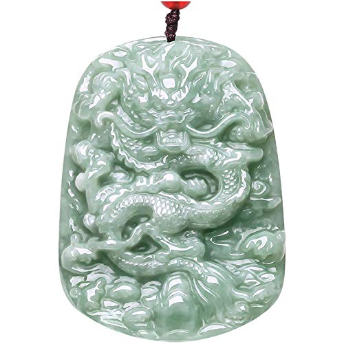 Colgante de dragón jadeíta tallado a mano, amuleto for hombre o mujer, joyería jade, la suerte(Large)
