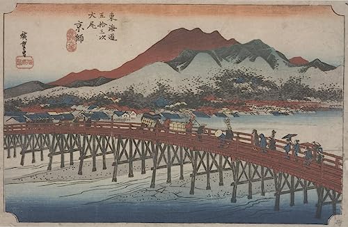 Peinture murale le Grand Pont Sanjo Hiroshige pour transformer l'ambiance de votre décoration