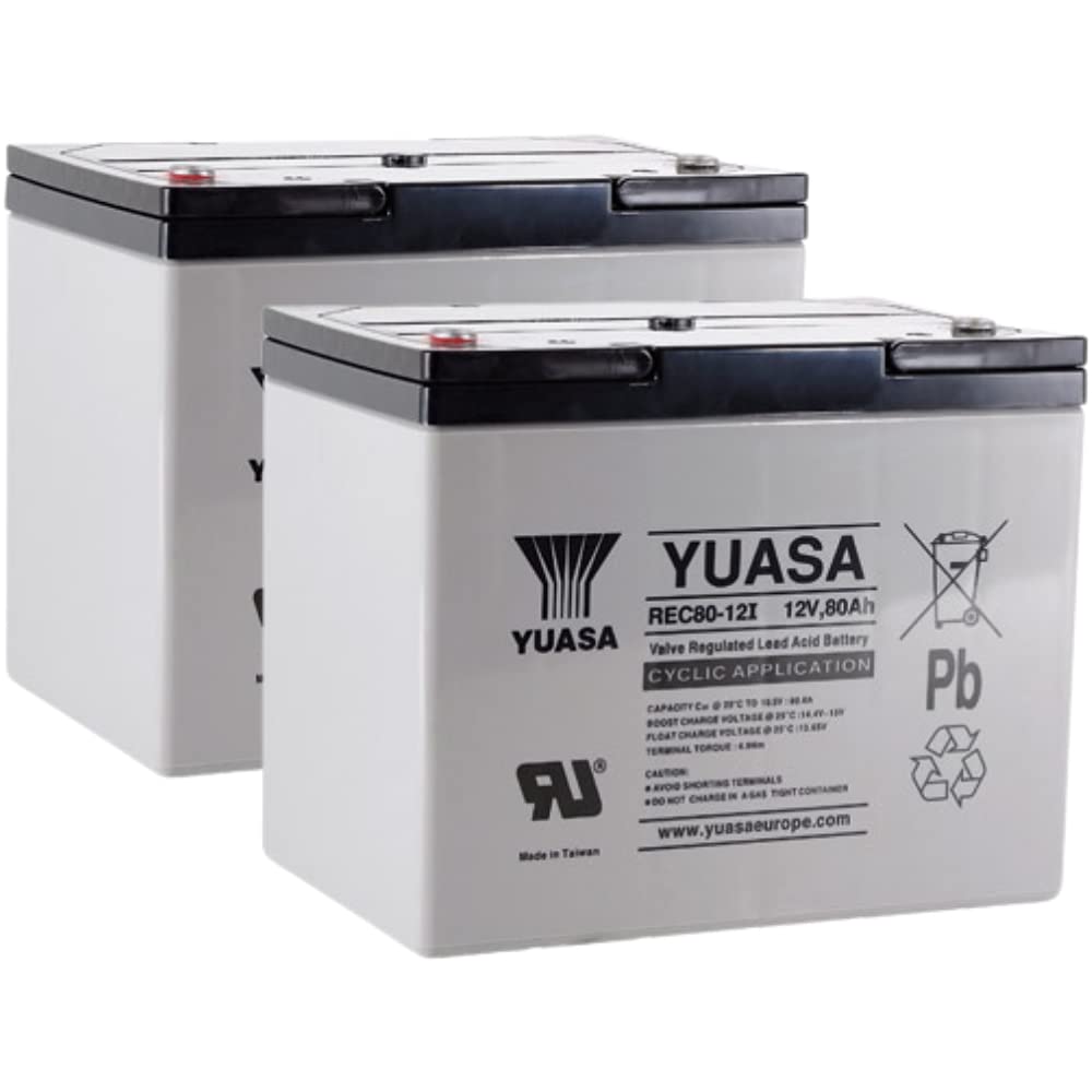 2 x AGM 12 V / 80 Ah Yuasa akumulator ołowiowy - REC80-12I odporny na cykle kompatybilny z 60 Ah, 75 Ah, 77 Ah