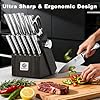 imarku Knife Kitchen Sets, Japanese Stainless Steel 14 Pcs Knife Block Set,Chef Knives with Built-in Sharpener, Dishwasher Safe, Non-Slip Ergonomic Handle,Deba Knife for Fish, Essential Home Gift