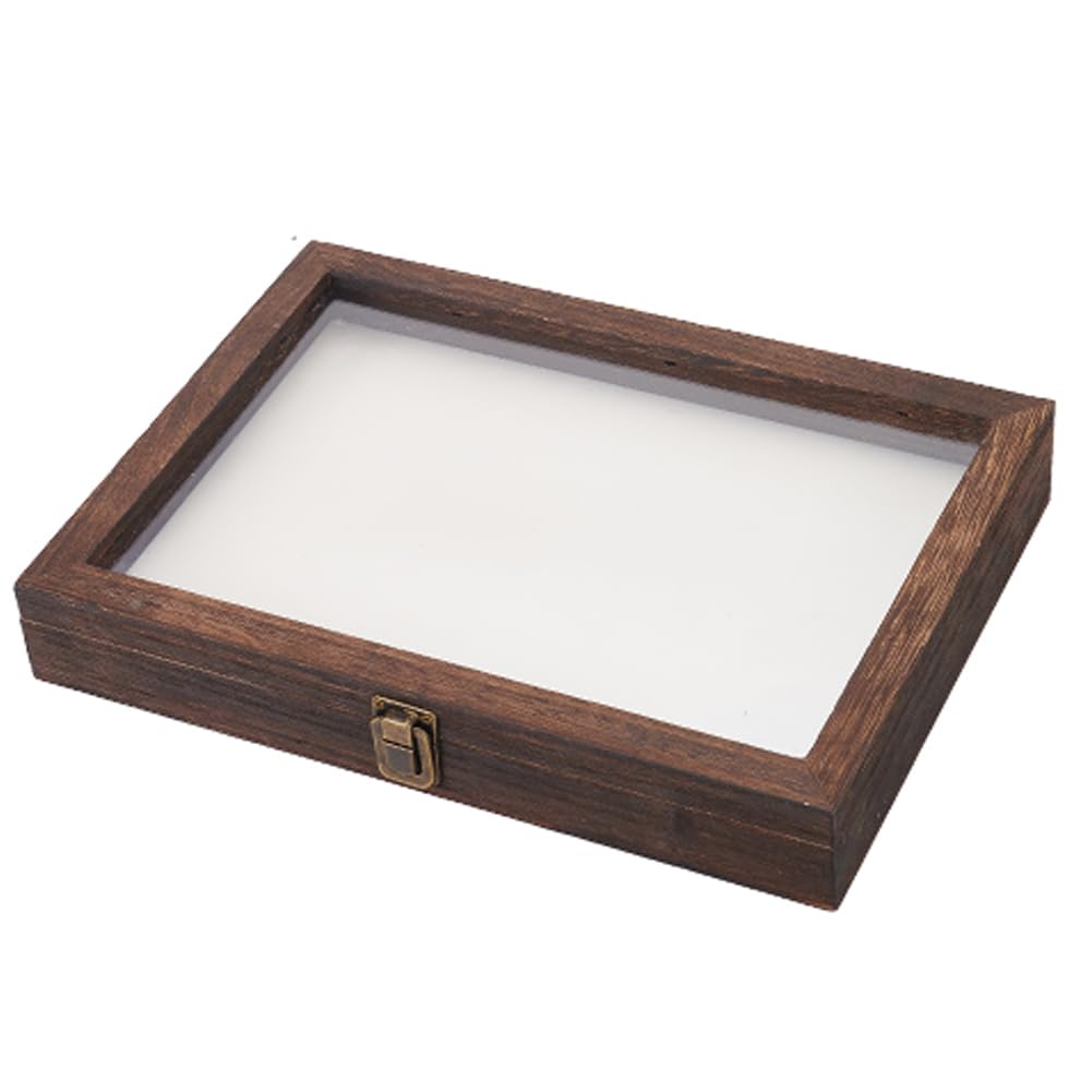 PH PandaHall Shadow Box Display Case Shadow Frame Box Specimen Display Case Wood Memory Box for Specimen Home Collages Collections Museums Public Exhibits Photos Tickets, 12.2x7.8x1.8inch
