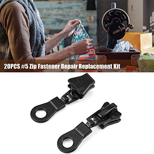 Zippers Repair Kit, Fydun Zipper Sliders 20pcs Metal Alloy Size #5 Zip Fastener Repair Replacement Kit Black for DIY Clothes Bags - Image 3