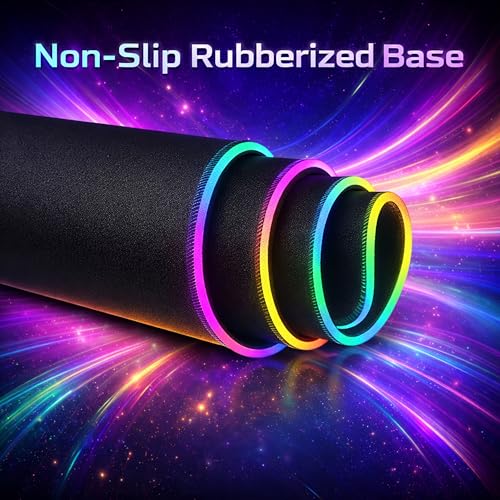 Image of Ant Esports MP385R RGB Gaming Mousepad, Large 650*300*3mm Speed Surface, Waterproof LED Desk Mat with 7 Colours & 3 Lighting Modes, Stitched Edges, Non-Slip Rubber Base for PC Gamers, Laptop - Black