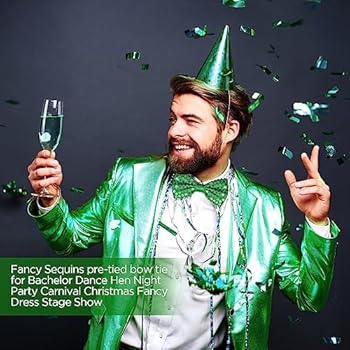 Stunning Holiday Green Sequin Bow Tie - Green Bowtie With Green Sequin Texture - Adjustable Strap - Bachelor's Party - Bridal - Unisex