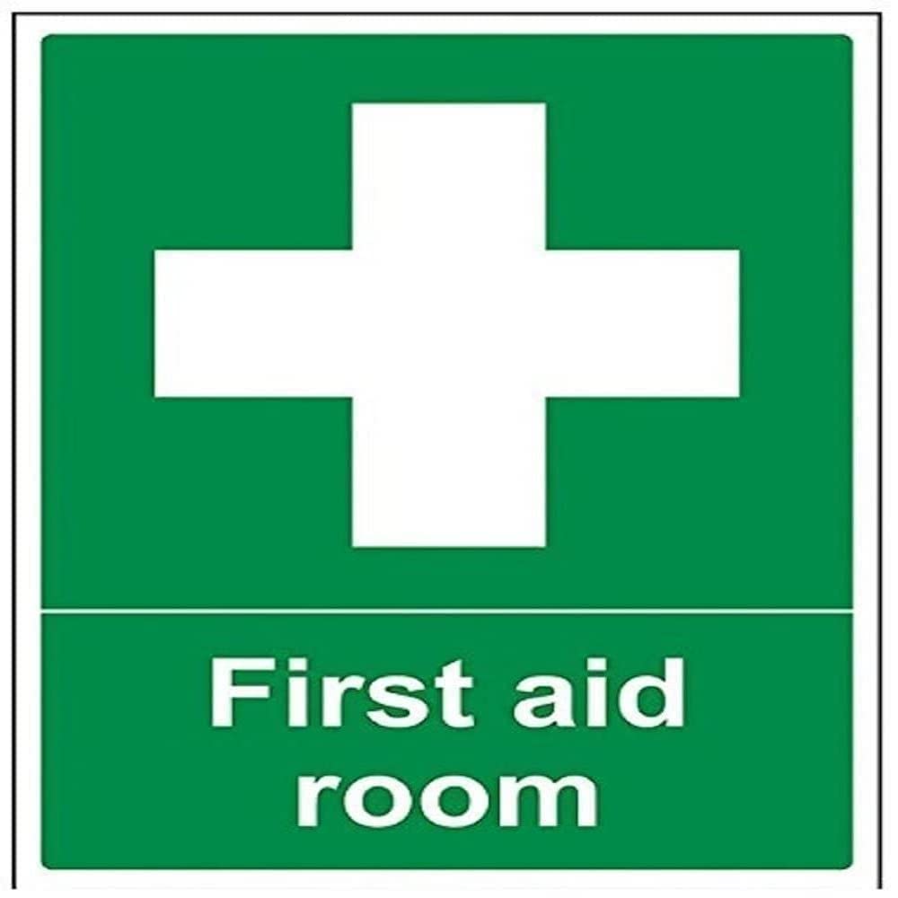 V Safety First Aid Room Sign - 300mm x 400mm - Self Adhesive Vinyl