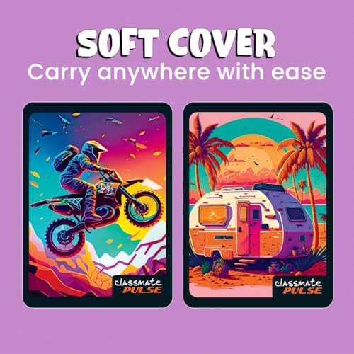 Classmate Pulse Single Subject Spiral Notebook - Pack of 4 | Unruled | 200 Pages | 24.0cm x 18.0cm | Attractive Cover Designs | Soft Cover |Notebooks for College Students (Image - 5)
