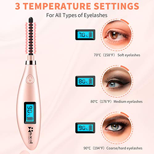 Heated Eyelash Curler, Electric Eyelash Curler with LCD Display 3 Temperature Gears, USB Rechargeable Lash Curler for Women Natural Curling and Long-Lasting - Thumbnail 4