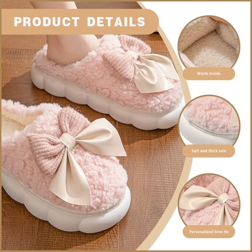 Cute Bow Slippers for Women & Men - Cozy House Slippers with Memory Foam & Plush Interior - Indoor/Outdoor Shoes2