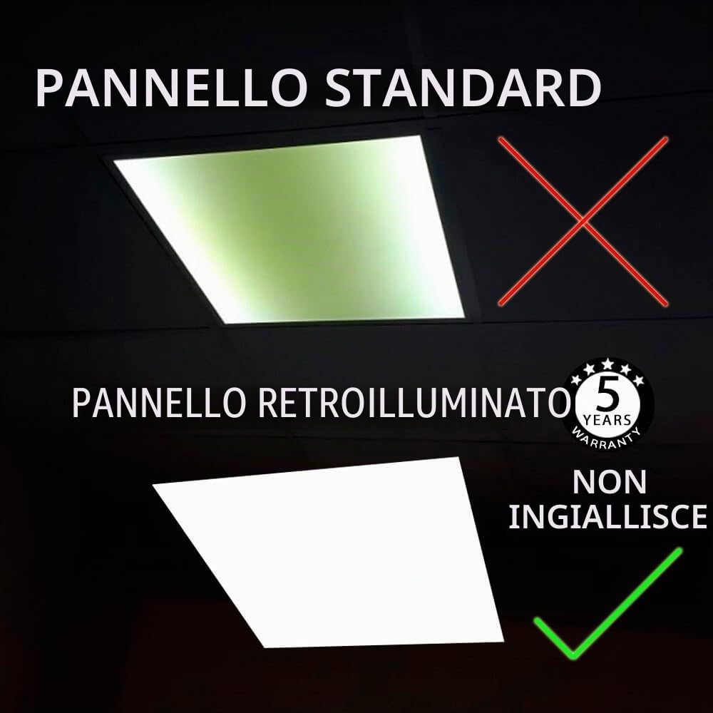 FactorLED Pack x10 Pannelli LED Slim 60x60 cm, 48W, non si sfalda, 5280 lumen, luce bianca 4000K, driver inclusi