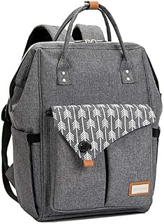 Lekebaby Diaper Bag Backpack for Mom in Grey with Arrow Print