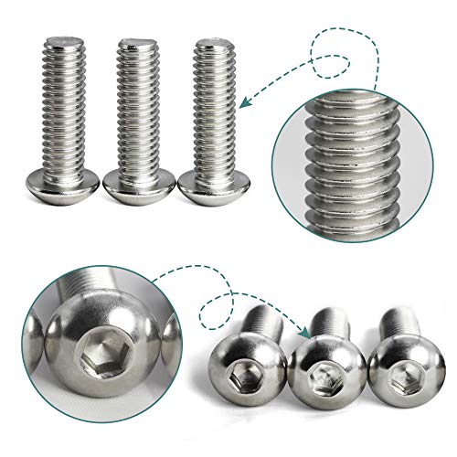 Sunxulimi YTN6J1032150 10-32 X 1 Button Head Socket Cap Bolts Screws, 304 Stainless Steel, Allen Hex Drive, Bright Finish, Fully Machine Thread 50Pcs thumb #2