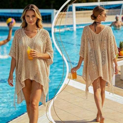Image of Bathing Suit Cover Up for Women,V-Neck Summer Swimsuit Coverups Loose Swimwear Beach Dress for Pool Sea Party