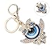 WIHFHGZ Rhinestone Keychain with Blue Turkish Evil Eye Pendant, Zinc Alloy, 1 Piece - Fashion Jewelry Bag Accessory, Durable Design, Protective Amulet for Home and Office