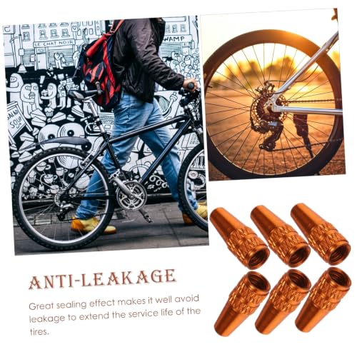 6 Pcs Tapones de Válvula Naranja para Bicicleta miniatura 7