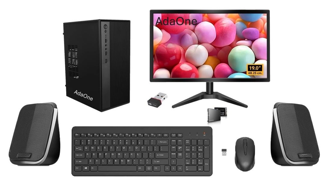 AIO WL-02 Desktop Computer Set with 19-inch LED Monitor, Core i7 2600, 12GB RAM, 128GB SSD, 500GB HDD, Windows 10, Wireless Keyboard and Mouse, Wi-Fi, Multi Media Speakers (12-128-500GB)