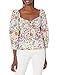 Velvet by Graham & Spencer womens Stass Printed Cotton Voile Long Sleeve Babydoll Top Blouse, Meadow, X-Small US